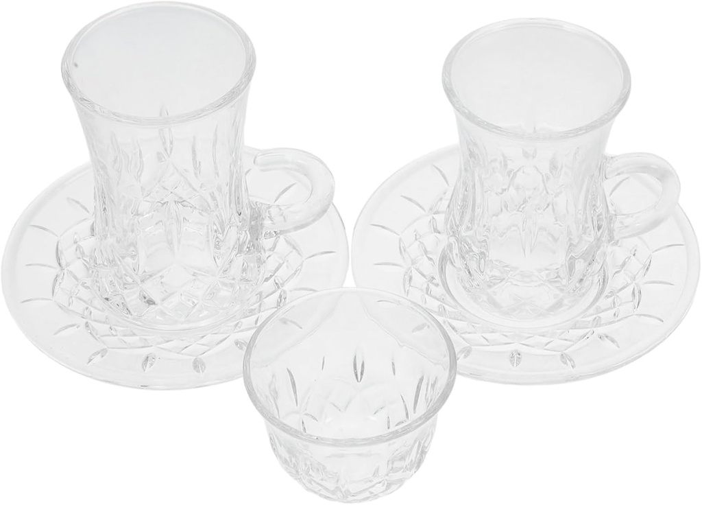 Luxurious Turkish Coffee Cup Set Glass Tea Cups Saucers Perfect for Hot Drinks and Tea