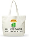 Women Pickles Canvas Tote Bag, Funny Gifts For Pickles Lovers, Reusable Grocery Folding Shopping Tote, Aesthetic Shoulder Bag, Thanksgiving Christmas Gifts For Friends Colleagues -A04