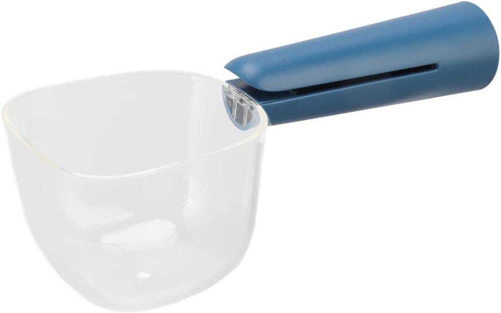Pet Food Scoop Transparent Clear Scale Dog Food Shovel Clip Handle For Pet Food Feeding (Blue)