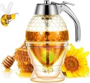 Honey dispenser, syrup dispenser, beautiful honeycomb honey jar, honey jar with stand