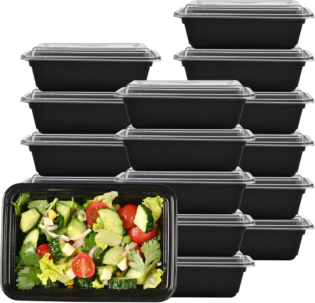 LOKATSE HOME 16 Pack Meal Prep Containers 24 oz Reusable Storage Lunch Bento Boxes, Freezer and Dishwasher Safe & Stackable