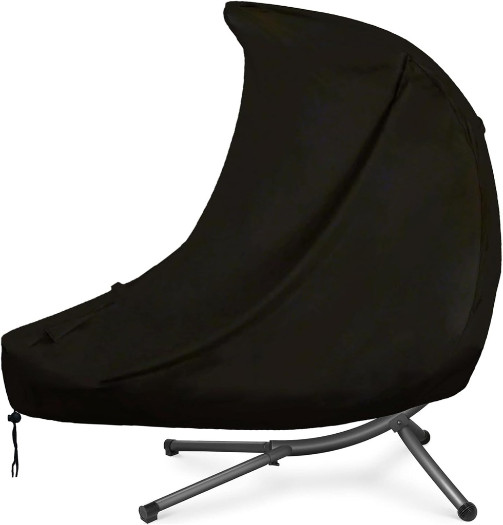Patio Hanging Chaise Lounge Cover 73 Inch Waterproof Outdoor Hanging Curved Steel Chaise Lounge Chair Swing Hammock Cover, Black, 73"L x 46"D x 78"H