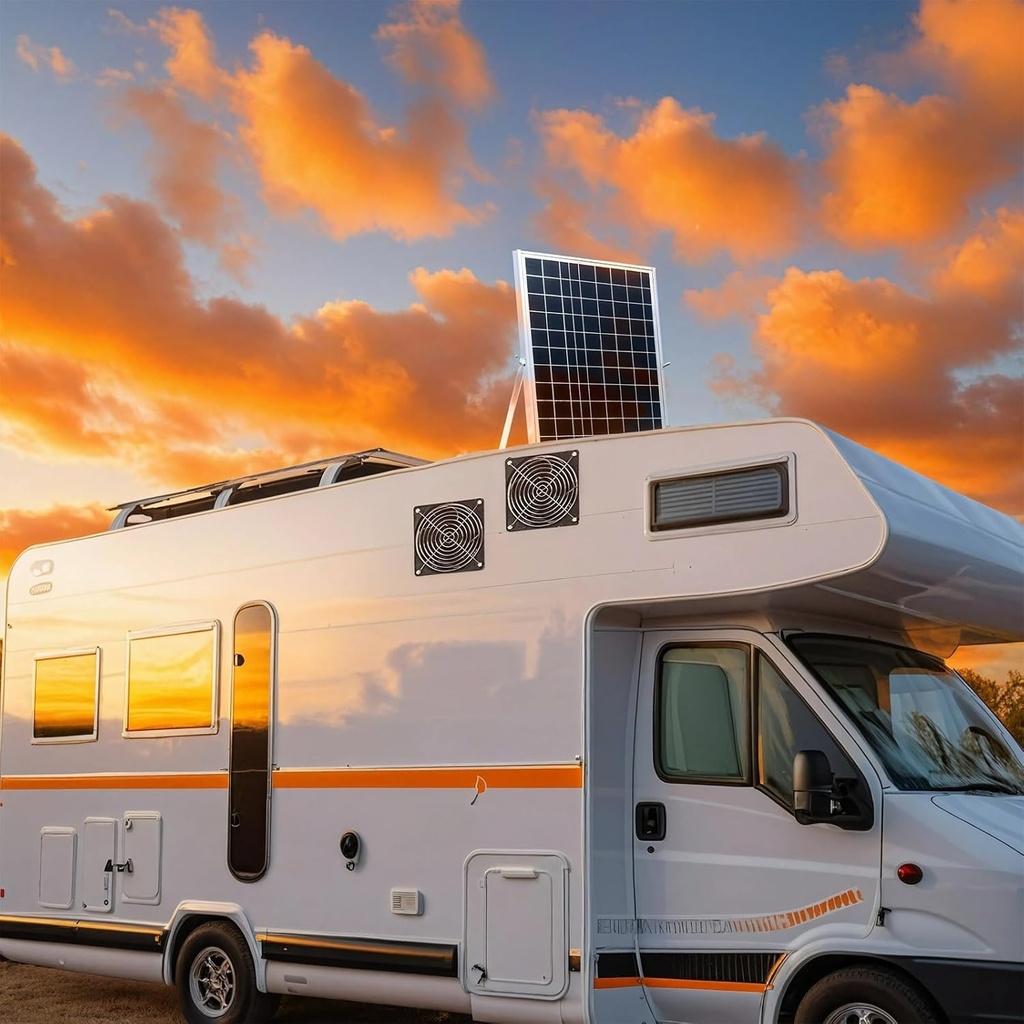 15W Solar Fan, Airflow Solutions Powered by Solar, Aluminum Frame with Dual Fans, Solar Panel Ventilation Kit, for Chicken Coop, Pet, Rv Travel, Outdoor Camping