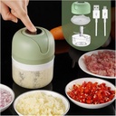 USB Rechargebale Electric Garlic Grinder - 2023 New Portable Mini Chopper Electric, Mini Chopper Small Blender Food Processor, Electric Onion Meat Nut Chopper Vegetable Cutter (250ml/Green)