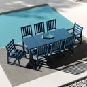 9-Piece Outdoor Dining Set for 8, 75.2" HDPE Table with Umbrella Hole & 8 Chairs, All-Weather Patio Furniture for Lawn, Yard, Deck, or Poolside, Fade & Crack Resistant (Navy Blue)