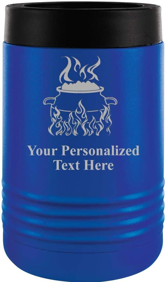 Custom Beverage Holder, 12 oz Blue Personalized Cooking Competition Insulated Can Cooler