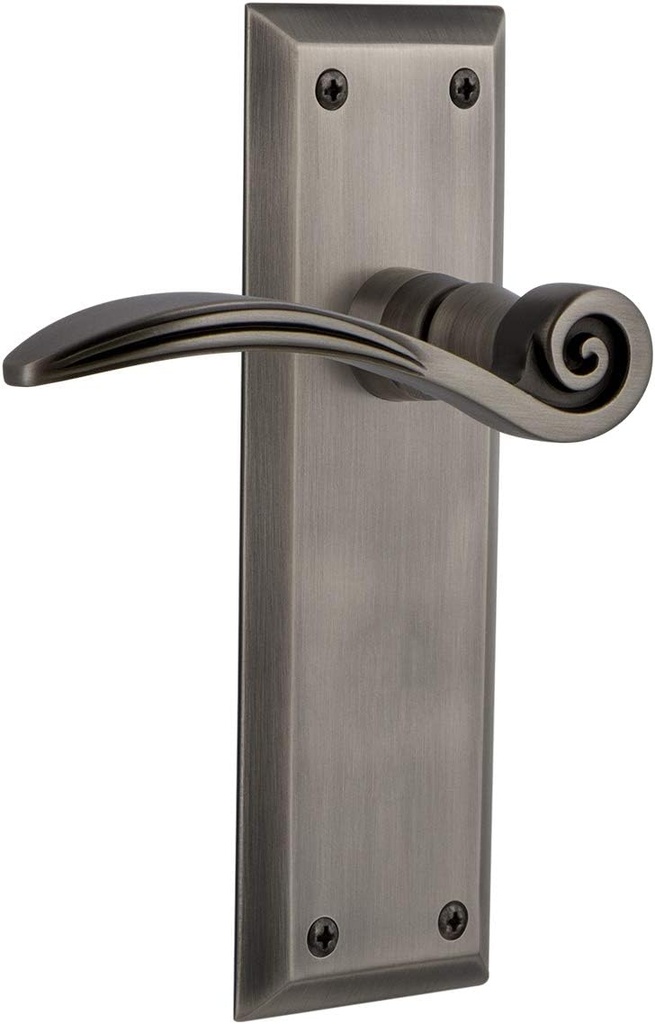 Nostalgic Warehouse New York Plate Passage Swan Lever in Antique Pewter