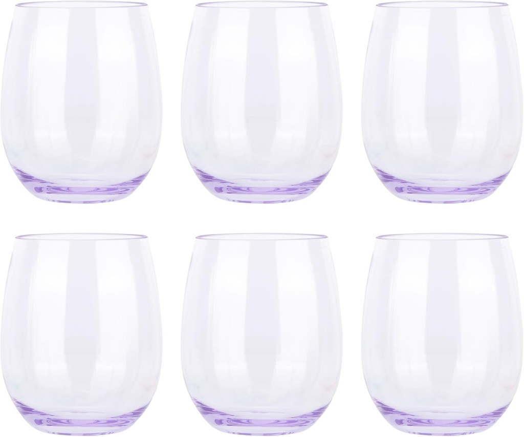 KX-WARE Unbreakable 18-ounce Acrylic Stemless Wine Glasses, set of 6 Purple