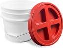 ePackageSupply, 3.5 Gallon White Bucket with Red Gamma Screw on Lid (Pack of 1), Food Grade Storage, Premium HPDE Plastic, BPA Free, Durable 90 Mil All Purpose Pail, Made in USA