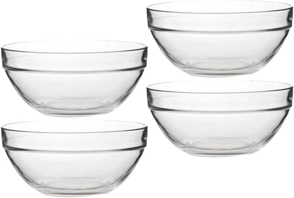 Luxshiny 4pcs Glass Ramekins Transparent Multi-function Bowls for Desserts Ice Salad and Fruits Seamless Design for Home Baking and Serving