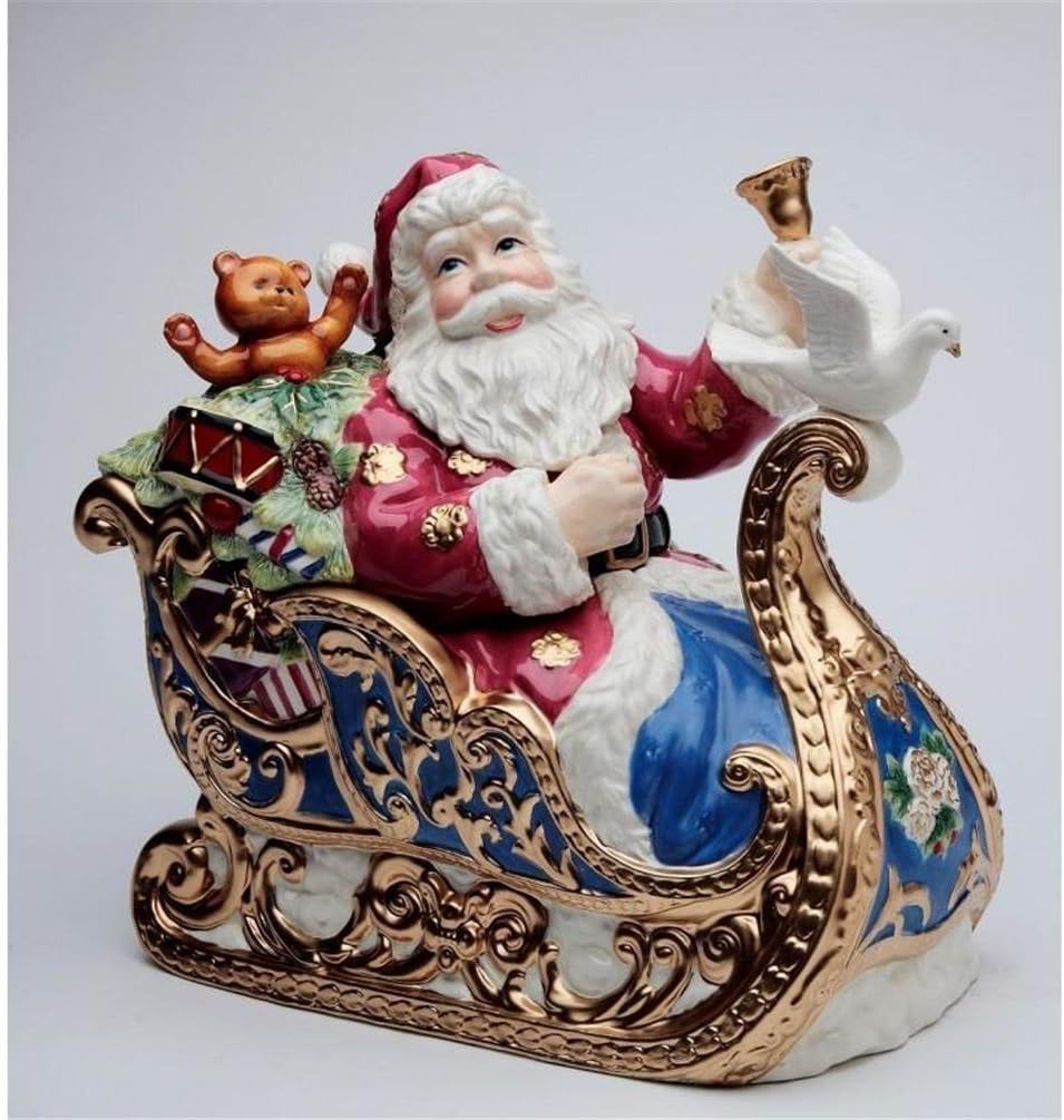 Appletree Maureen Drdak Christmas Fantasia Santa in Sleigh Cookie Jar