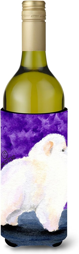 Caroline's Treasures SS8688LITERK Pomeranian Wine Bottle Hugger Bottle Cooler Sleeve Hugger Machine Washable Collapsible Insulator Beverage Insulated Holder