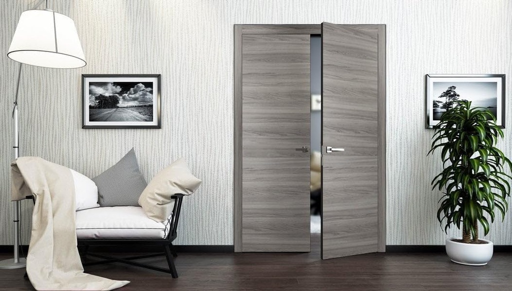 SARTODOORS Slab Barn Door Panel | Planum 0010 Ginger Ash | Sturdy Finished Doors | Pocket Closet Sliding-28 x 84"