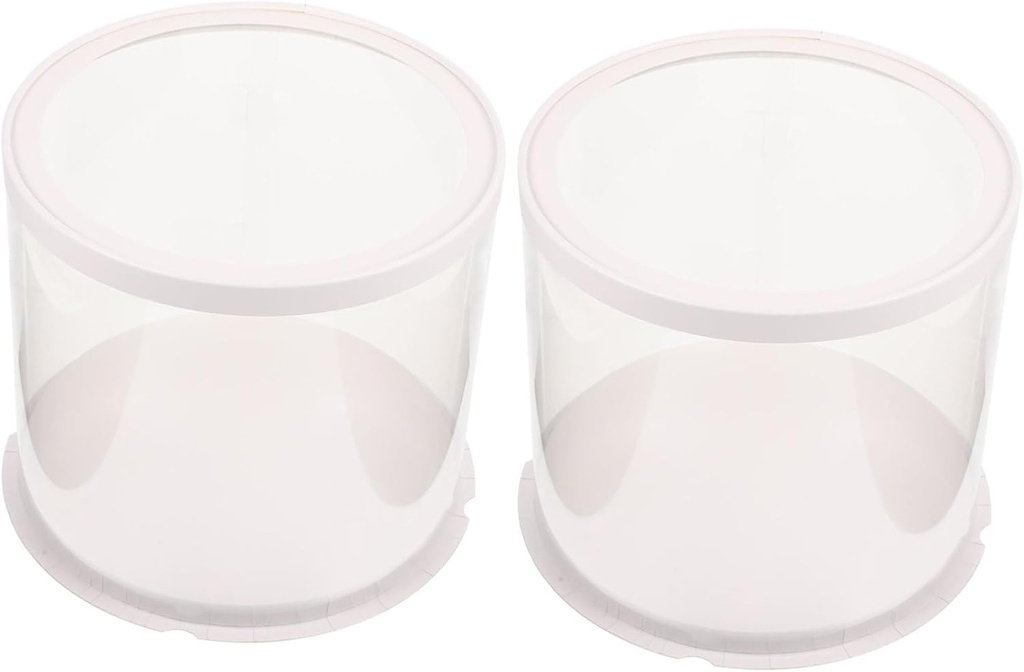 2Pcs Round Clear Cake Carrier Boxes Double Baking Packing Containers Birthday Cake Storage and Oil Fresh Food Display