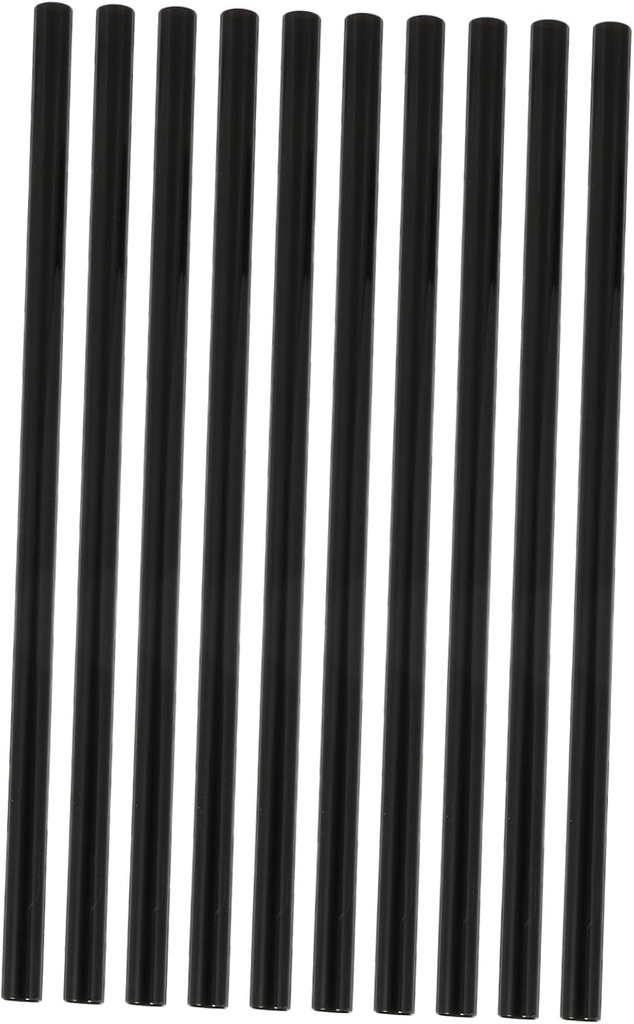 10Pcs Transparent Black Glass Straws High Borosilicate Heat Resistant Reusable Straight Drinking Straws for Hot and Cold Beverages Smoothies Coffee Milk Tea