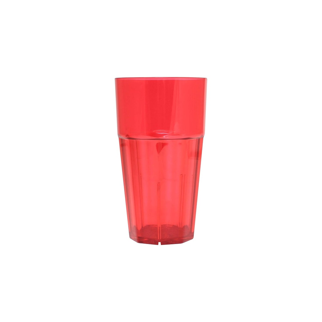 Thunder Group PLPCTB124RD Tumbler, 24 oz. (26 oz. Rim Full), Break-Resistant, Stackable, Anti-jam Locking tabs, Starburst® Pattern Base, Polycarbonate, Diamond, red, Pack of 12