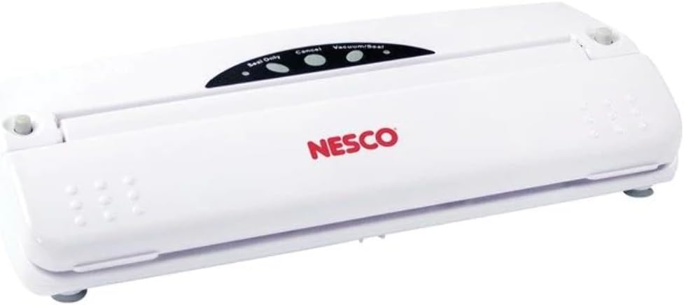 Nesco VS-01 One Touch Operation Food Vacuum Sealer with Vacuum Sealer Bags, White