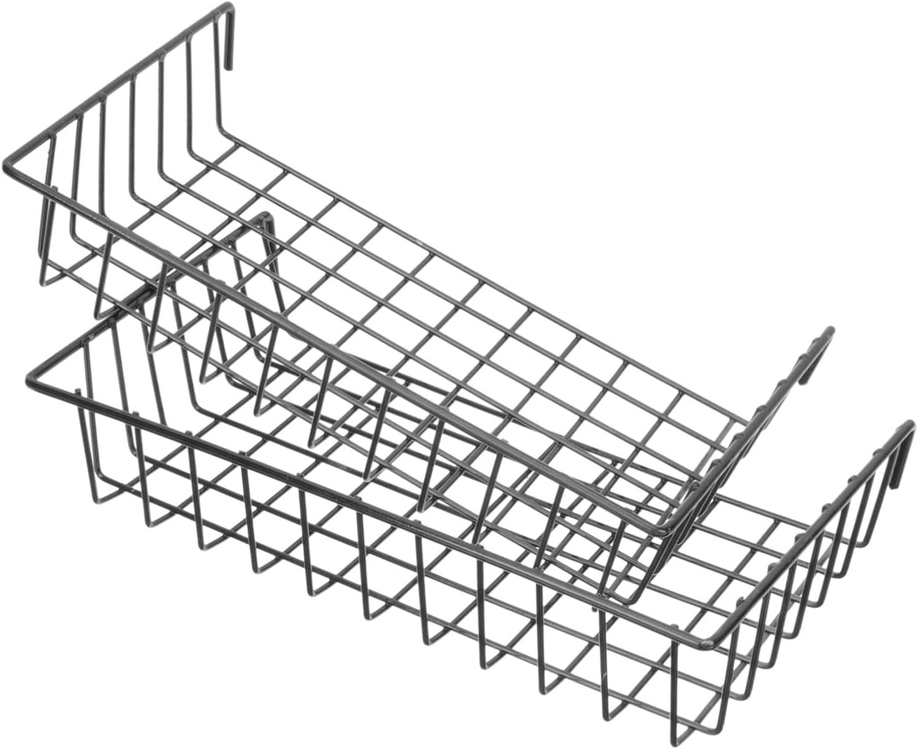 2pcs Iron Grid Wall Basket Set Hanging Storage Baskets for Peg Board Organization Multi-Functional for Kitchen Bathroom and Craft Rooms