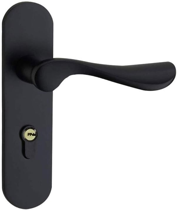 Door Handle，Entry Lever Door Handle and Single Cylinder Deadbolt Lock and Key Slim Square Locking Lever Handle Set Right & Left Sided Doors Heavy Duty Iron Black Finish
