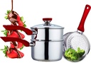 Culinary Edge Stainless Steel Nonstick 4-Piece Double Boiler Set Saucepan and Steamer
