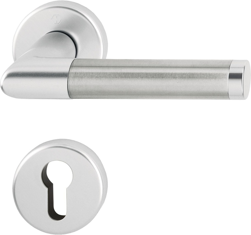 Hoppe Amsterdam Door Handle Set with Rosette PZ Cylinder, Silver Anodised Aluminium/Stainless Steel 3286702