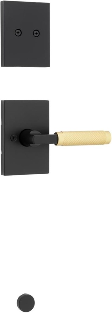 Kwikset 973PVLRCT Prava Lever Dummy Interior Pack with Rectangle Rose for Handlesets - Matte Black/Satin Brass