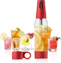Sparkling Water Maker, Portable Soda Maker with 1L PET Carbonating Bottles, Soda Water Maker for Flavored Drinks, Soda Machine (Red)