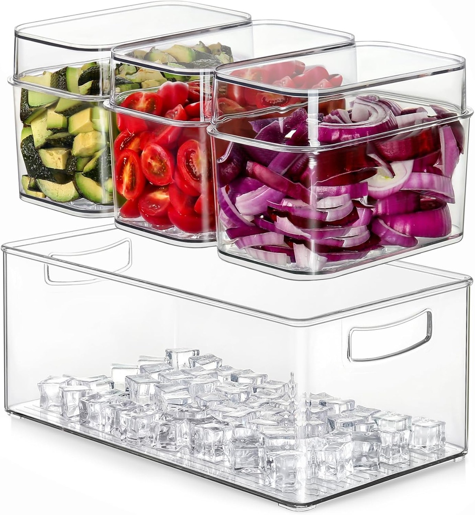 Hudgan Large Taco Bar Serving Set for Party with 3 Containers(50 Oz), Mimosa Bar Accessories with Separate Lids, Chilled Condiment Caddy Organizer for Salad, Fruit, Party Garnish