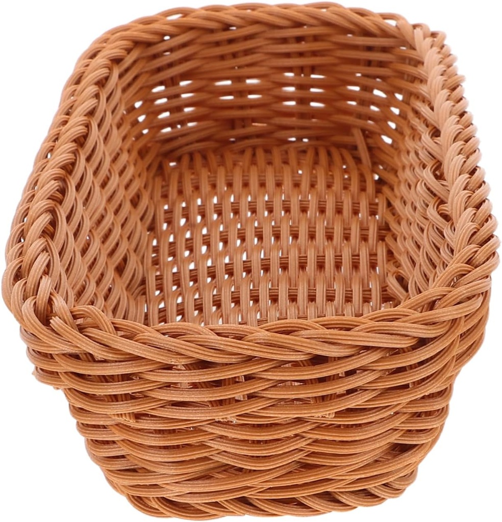 Plastic Rattan Woven Dinnerware Storage Basket for Chopsticks Forks Utensils Kitchen Organizer Practical Tray for Neat Tableware Management