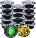 Round Meal Prep Containers with Lids, 50 Pack 16oz (100-Piece) Disposable Leakproof Take Out Food Storage Containers, Plastic To Go Lunch Boxes, BPA Free, Microwave/Dishwasher/Freezer Safe