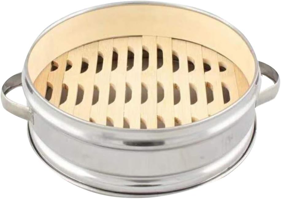 Cabilock Two Handles Stainless Steel Steamer Portable Food Steamer for Dumplings and Steamed Buns Practical Kitchen Steam Rack