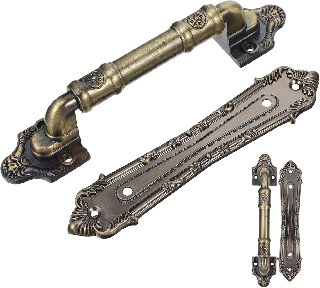 Mikikit Alloy Barn Door Handle Set of 2 Easy Installation Sliding Door Pull Handle Vintage Metal Design for Garage Sheds and Home Use