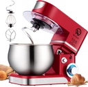 Electric Kitchen Stand Mixer, 500W 6.5Qt Bowl and 6-Speed with Egg Whisk, Dough Hook, Wire Whip & Beater (red)