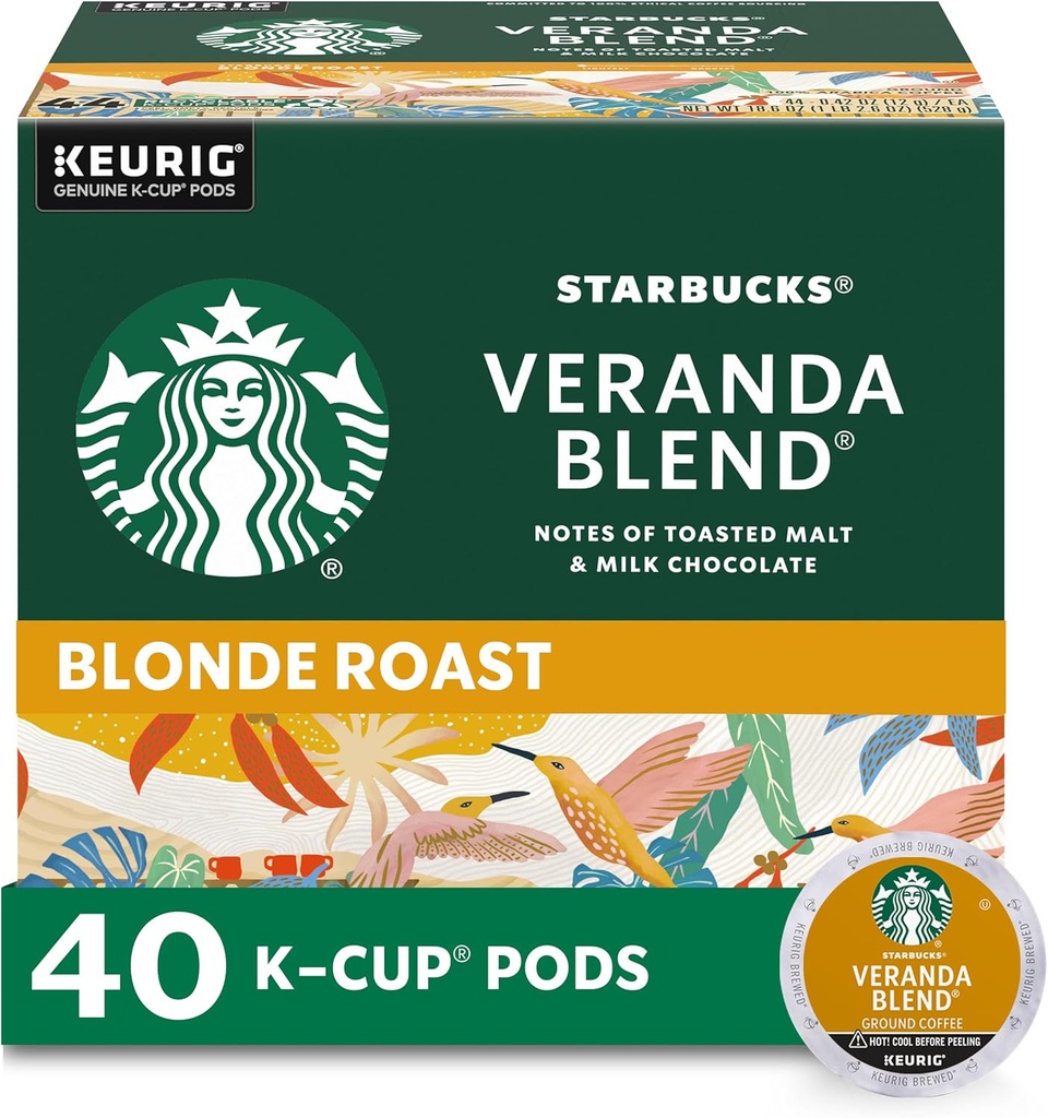 Starbucks Light Roast K-Cup Coffee Pods — Veranda for Keurig Brewers — 1 box (40 pods)