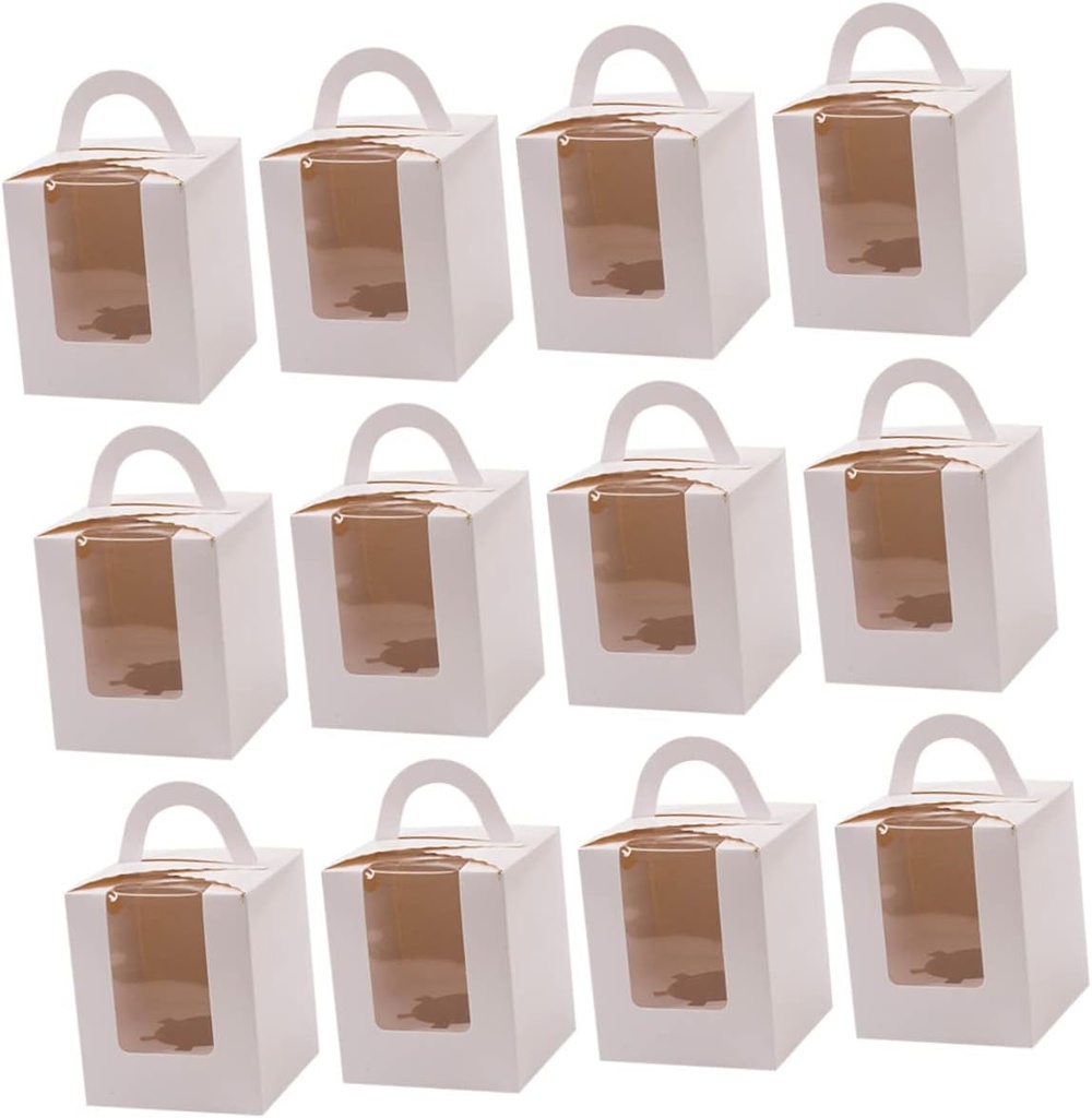 Garneck 24pcs Window Cupcake Boxes Inserts Sturdy Cake Packing Carrier for Desserts for Birthday Parties Bakeries and Events
