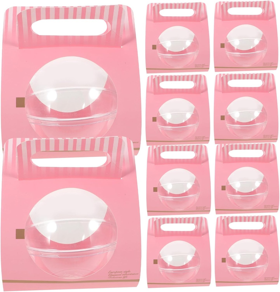 PRETYZOOM 10pcs Disposable Plastic Cake Container Ball Shape Mousse Box Cake Packaging