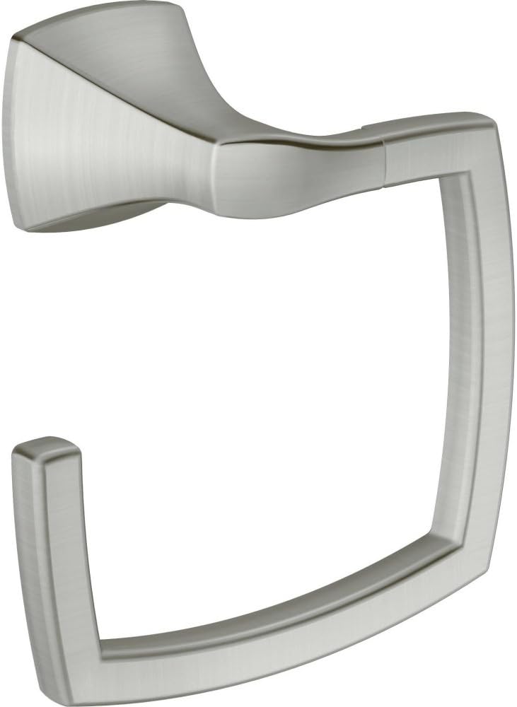 Moen Voss Collection Brushed Nickel Bathroom Hand Towel Ring, Wall Mounted Open Towel Ring, YB5186BN