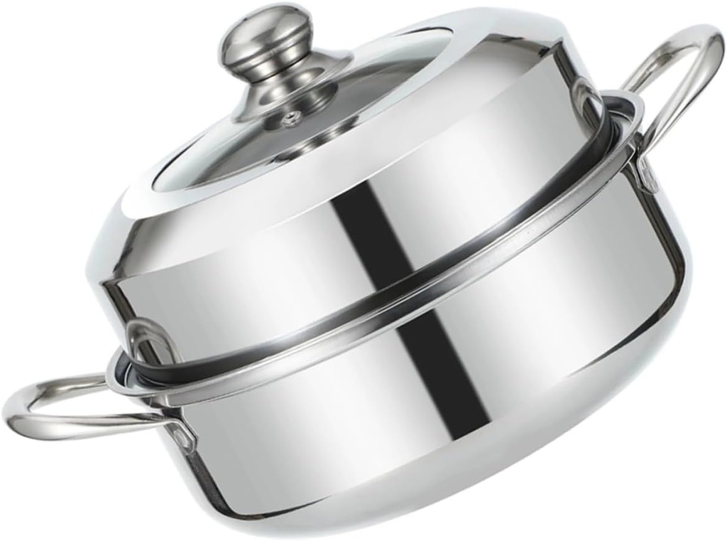 Garneck 1set Double-layer Stainless Steel Food Steamer Pot Versatile Steaming Tool for Healthy Cooking Compatible Gas and Electric Stoves for Dumplings and Tamales