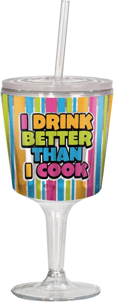 Spoontiques Drink Better Than Cook Goblet, Multi Colored