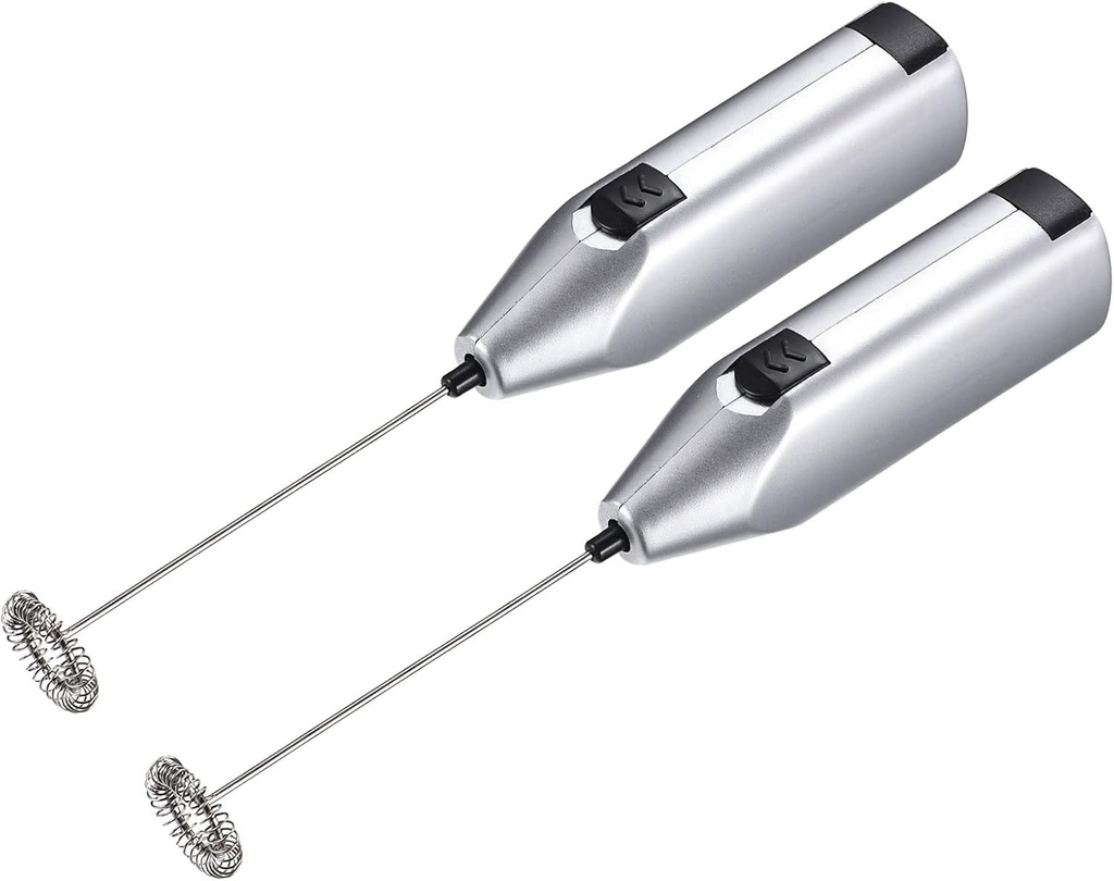 MECCANIXITY Electric Tumbler Stirrer, Handheld Mini Mixer Battery Operated Stirring Mixing Silver for DIY Glitter Tumbler Cup, Pack of 2