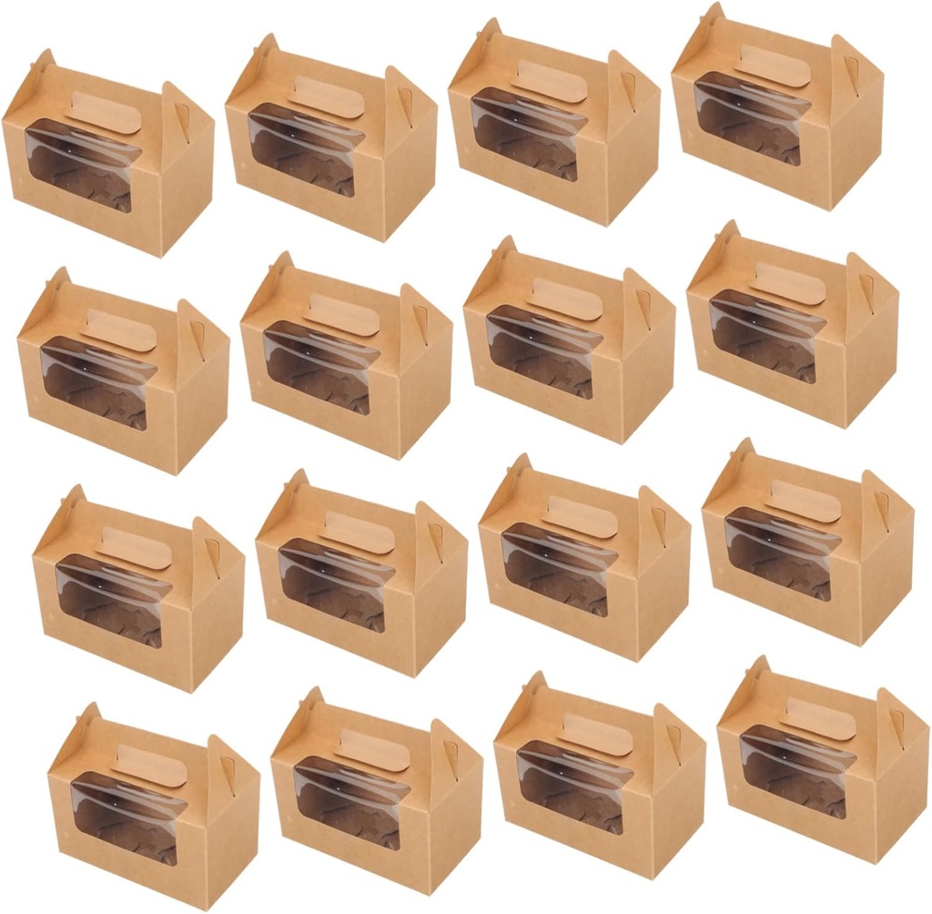 16pcs Dessert Boxes Window Transparent Muffin Tart Packaging Sturdy Paper Cupcake Holders for Parties Easy to Use