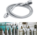 Soda Machine External Hose, 1.5 M, 60 Inches Co2 Adapter with High Pressure Stainless Steel Hose Connection for Liquids (Silver TR21-4, G1/2)