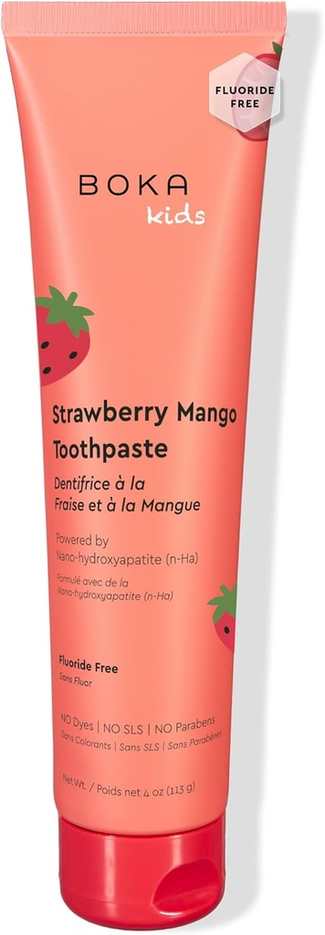 Boka Fluoride Free Toothpaste Nano Hydroxyapatite Toothpaste - Strawberry Mango Flavor, 4 oz 1Pk US Manufactured