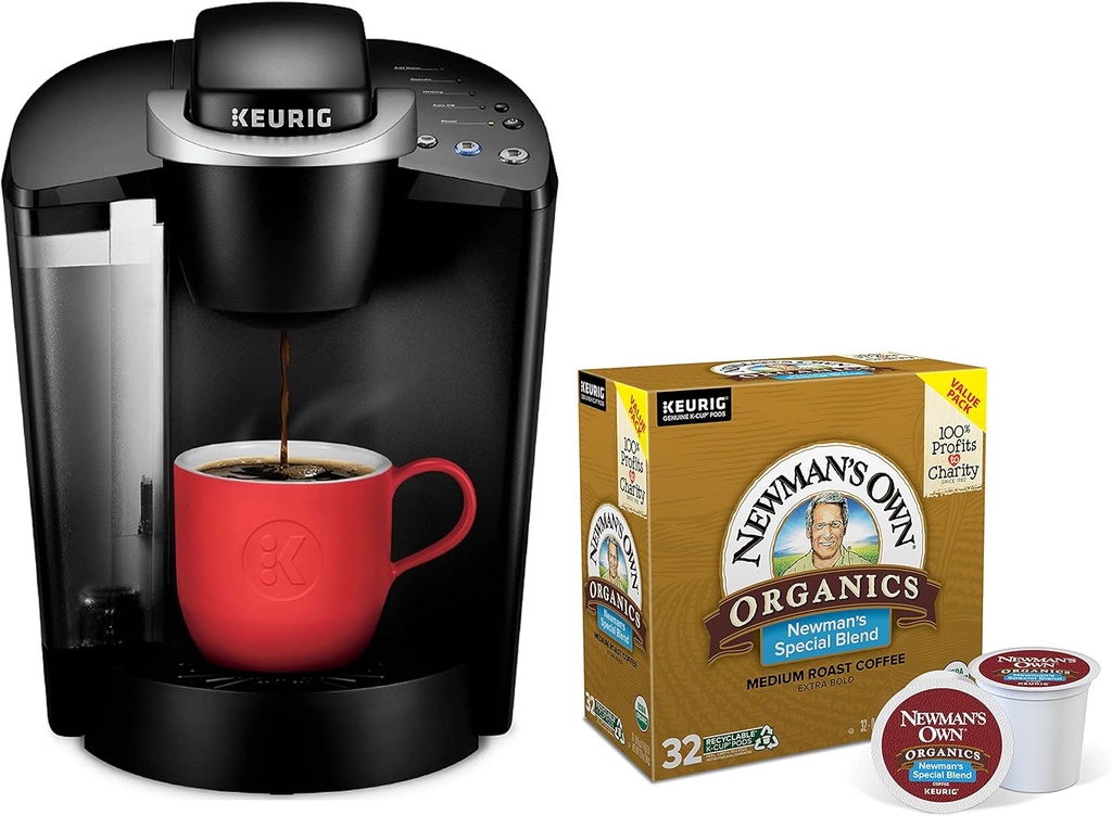 Keurig K-Classic Coffee Maker with Newman's Own Organics Newman's Special Blend, 32 Count