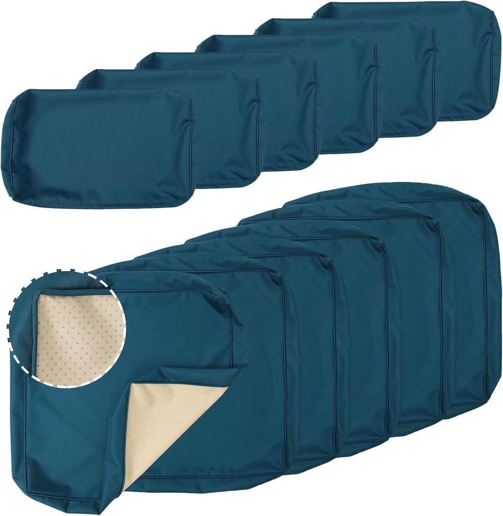 Patio Furniture Set Cushion Covers Outdoor Sectional Sofa Waterproof Square Couch Cushion Covers Outdoor Cushion Slipcovers Replacement for Outdoor Furniture,Non-Slip,Peacock Blue