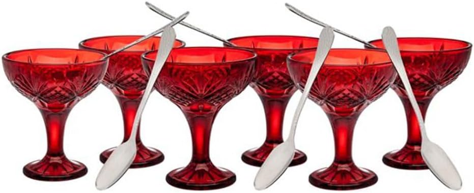 Godinger Taster Glass Set, Wine Tasters, Coupe Glasses, Glassware for Tastings & Entertaining, Red Set of 6