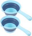 2pcs Ergonomic Long Handle Folding Water Spoon Kitchen Water Holder Multi-purpose Scoop for Freezer Sauna Garden