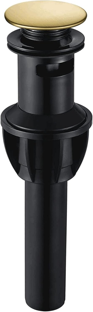 GGStudy Plastic Pop Up Drain with Overflow Assembly, Lavatory Vanity Sink Drain Stopper, Anti-Clogging Drain Strainer,Brushed Gold