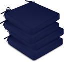 downluxe Outdoor Chair Cushions Set of 4, Waterproof 19" x 19" x 3" Patio Chair Cushion with Non-Slip Ties & Handle, Square Outdoor Cushion for Patio Furniture with Removable Cover, Navy