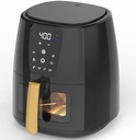 XKV 6.0 QT Digital Air Fryer with Window for Kitchen Use,Nonstick Made without PFAS, Touchscreen Display,160°F~400°F in Precise 5°,Customized Temp/Time,NonStick Basket,Black